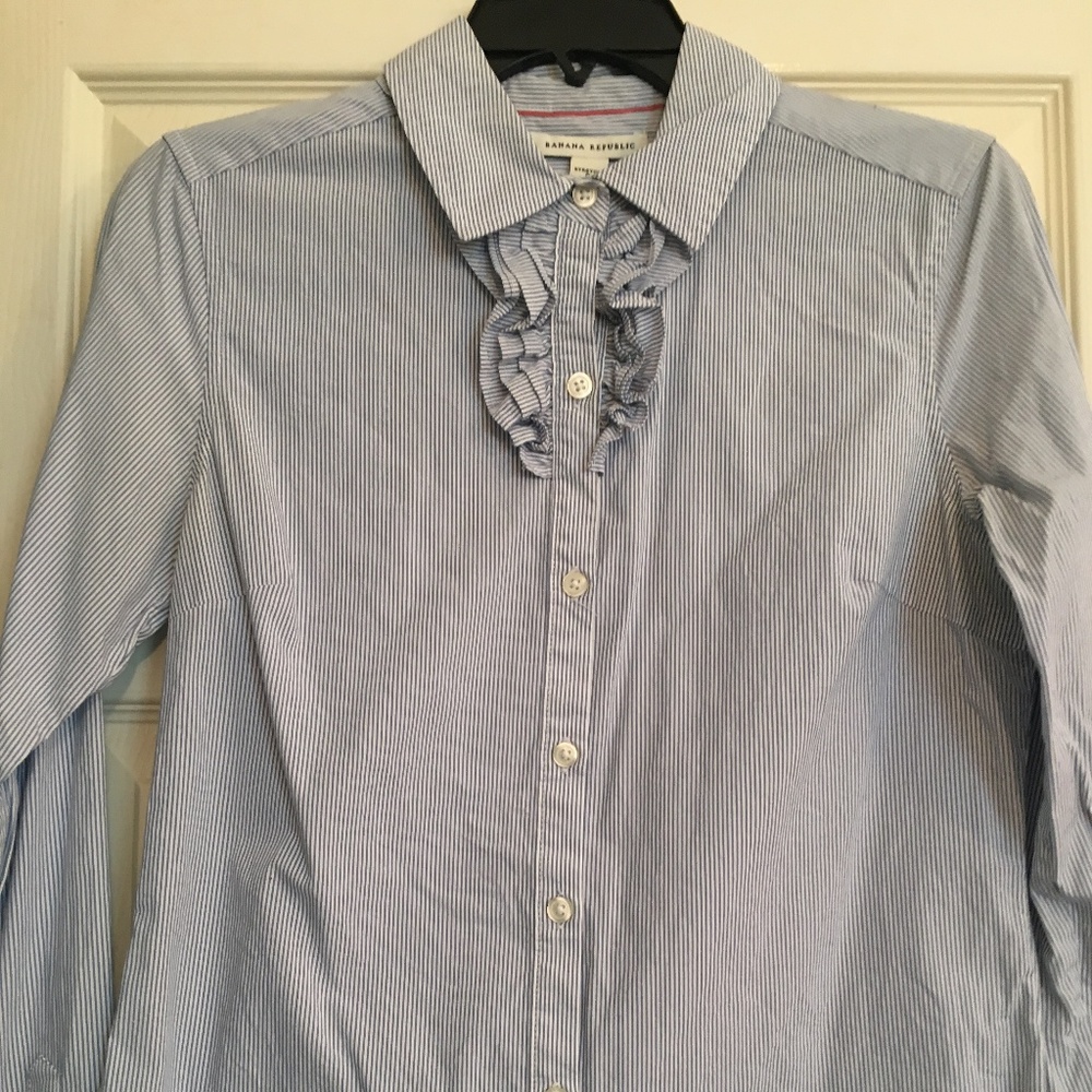 BR pin-striped blouse with ruffles